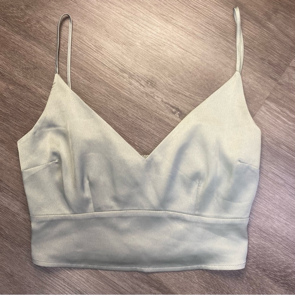 Abercrombie & Fitch Sage Green Smocked Top Xtra Small‎